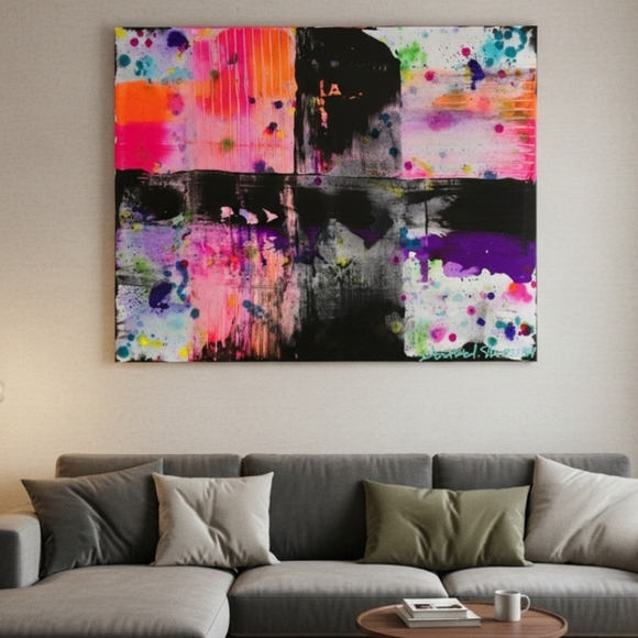 Hand Crafted Other - HANDCRAFTED Abstract Painting HANDPAINTED Wall Art Decor HANDMADE Artwork 22x28